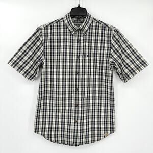 Carhartt Shirt Men's Medium Outdoor Button Up Short Sleeve Plaid Logo Pocket